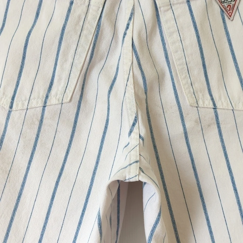 Guess by Georges Marciano 80's Vintage Relaxed High Rise Striped Jean Shorts 2